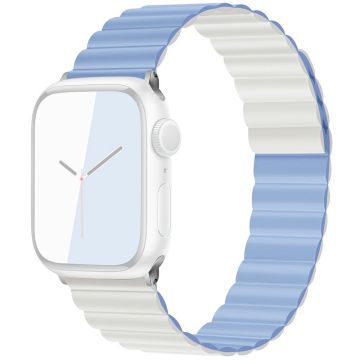 KALEBOL Magnetic Watch Band Apple Watch Series 10 46mm Silicone Strap - Blue White