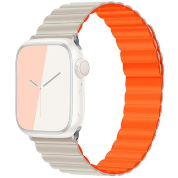 KALEBOL Magnetic Watch Band Apple Watch Series 10 46mm Silicone Strap - Starlight Orange