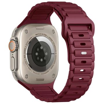 KALEBOL Watch Strap Apple Watch Series 10 42mm Three Bead Silicone Band - Wine Red