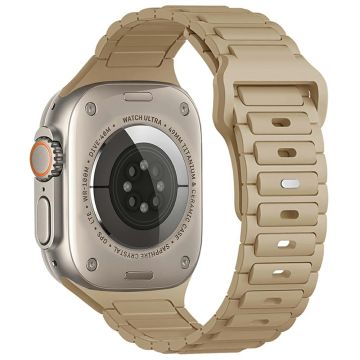 KALEBOL Watch Strap Apple Watch Series 10 46mm Three Bead Silicone Band - Brown