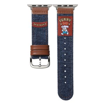 Denim Watch Band Apple Watch Series 10 46mm Retro Replacement Strap - Dog / Dark Blue