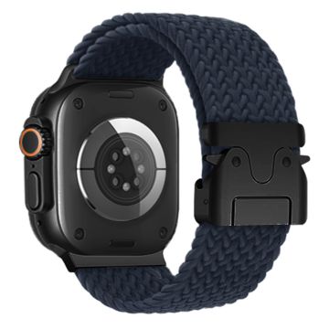 Braided Strap Apple Watch Series 10 46mm Watch Band 24mm Parachute Buckle - Midnight Blue