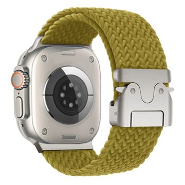Braided Strap Apple Watch Series 10 46mm Watch Band 24mm Parachute Buckle - Yellowgreen