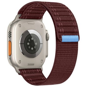KALEBOL Nylon Watch Strap Apple Watch Series 10 46mm Wave Texture Band - Wine Red