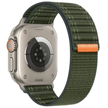 KALEBOL Nylon Watch Strap Apple Watch Series 10 46mm Wave Texture Band - Army Green