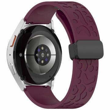 KALEBOL 18mm Magnetic Silicone Strap Huawei Watch GT 5 41mm / GT 4 41mm / Garmin Venu 3S Leopard Print Watch Band - Wine Red