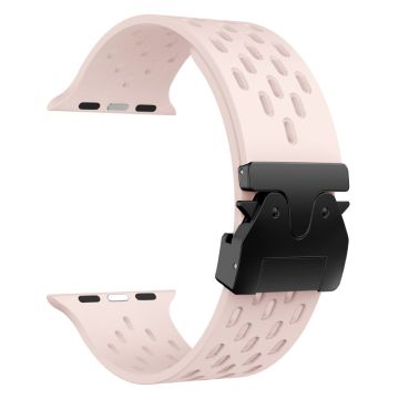 KALEBOL Watch Strap Apple Watch Series 10 46mm Hollow Silicone Band with Black Buckle - Pink