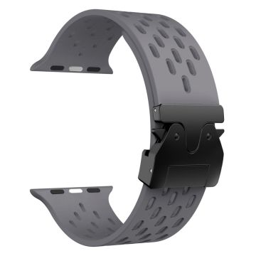 KALEBOL Watch Strap Apple Watch Series 10 46mm Hollow Silicone Band with Black Buckle - Space Grey