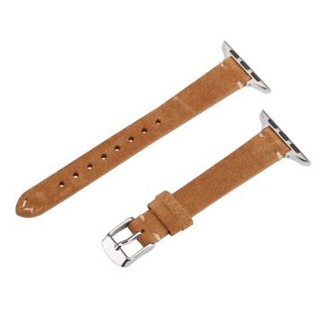 Watch Band Apple Watch Series 10 46mm Genuine Cow Leather Simple Matte Strap - Brown