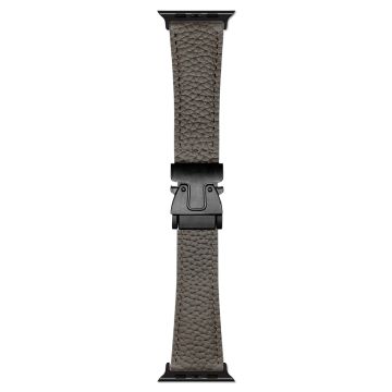 Genuine Cow Leather Strap Apple Watch Series 10 46mm Magnetic Buckle Watch Band - Grey