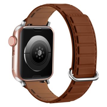 Silicone Strap Apple Watch Series 10 42mm Magnetic Reverse Buckle Watch Band - Brown