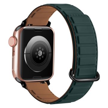Silicone Strap Apple Watch Series 10 46mm Magnetic Buckle Watch Band - Green+Brown