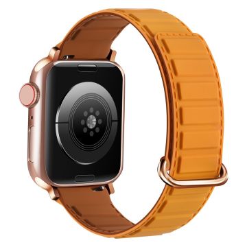 Silicone Strap Apple Watch Series 10 46mm Magnetic Buckle Watch Band - Yellow+Brown