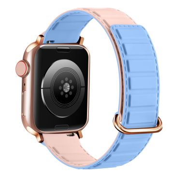 Silicone Strap Apple Watch Series 10 46mm Magnetic Buckle Watch Band - Blue+Pink
