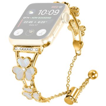 Watchband Apple Watch Series 10 42mm Heart Clover Zinc Alloy Metal Strap - Gold