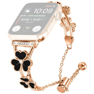Watchband Apple Watch Series 10 42mm Heart Clover Zinc Alloy Metal Strap - Rose Gold