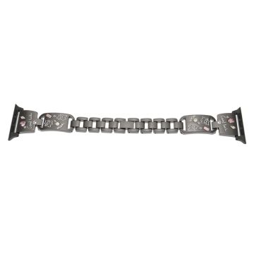 Metal Strap Apple Watch Series 10 46mm Watch Band Cat Pattern - Black