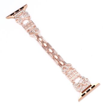 Metal Strap Apple Watch Series 10 46mm Bowknot Decor Watch Band - Rose Gold