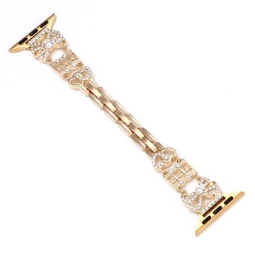 Metal Strap Apple Watch Series 10 42mm Bowknot Decor Watch Band - Gold