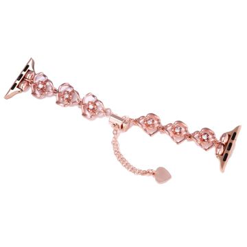 Floral Decor Strap Apple Watch Series 10 46mm Metal Watch Band - Rose Gold