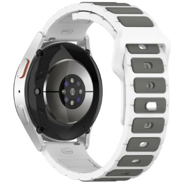 KALEBOL 20mm Dual Color Silicone Strap Samsung Galaxy Watch6 Classic 47mm / 43mm / Huawei Watch GT 3 Pro 43mm Watch Band - White+Grey