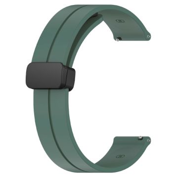 KALEBOL 22mm Magnetic Buckle Strap Samsung Galaxy Watch3 45mm / Huawei Watch GT 5 46mm / GT 5 Pro 46mm Silicone Watch Band - Olive Green