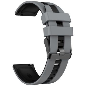 KALEBOL 20mm Dual Color Silicone Strap Samsung Galaxy Watch6 Classic 47mm / 43mm / Huawei Watch GT 3 Pro 43mm Watch Band - Dark Grey+Black