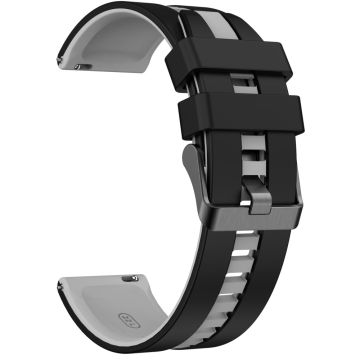 KALEBOL 20mm Dual Color Silicone Strap Samsung Galaxy Watch6 Classic 47mm / 43mm / Huawei Watch GT 3 Pro 43mm Watch Band - Black+Grey