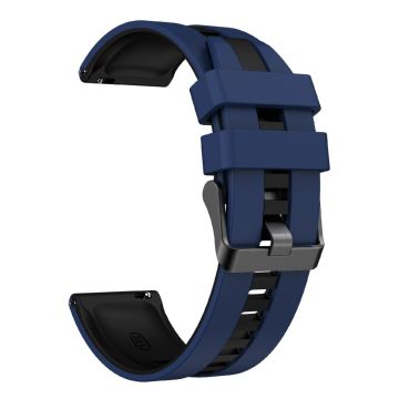 KALEBOL 22mm Dual Color Silicone Strap Samsung Galaxy Watch3 45mm / Huawei Watch GT 5 46mm / GT 5 Pro 46mm Watch Band - Dark Blue+Black