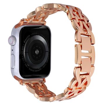 Alloy Double X Rhinestone Watch Strap for Apple Watch Series 42mm/44mm - Rose Gold