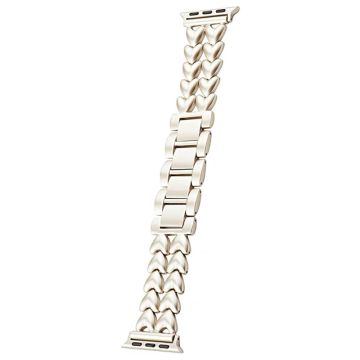Heartlink Metal Watch Band for Apple Watch (42mm/44mm) Double-row Heart Bracelet Strap - Starlight