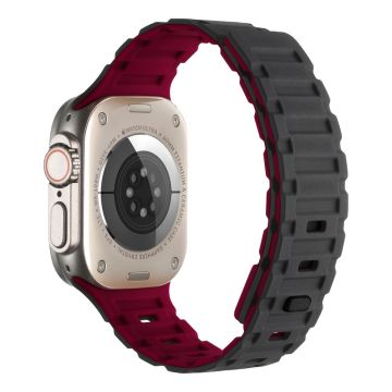 Silicone Band for Apple Watch - Black+Wine Red