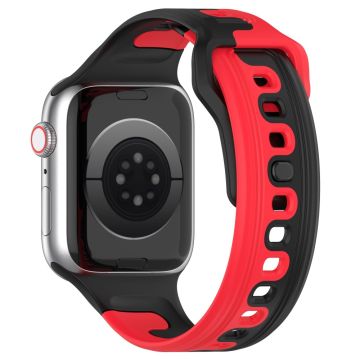 Watch Band Apple Watch Universal 49mm/45mm/44mm/42mm Dual-color Silicone Strap - Black / Red