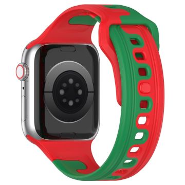 Watch Band Apple Watch Universal 49mm/45mm/44mm/42mm Dual-color Silicone Strap - Red / Green