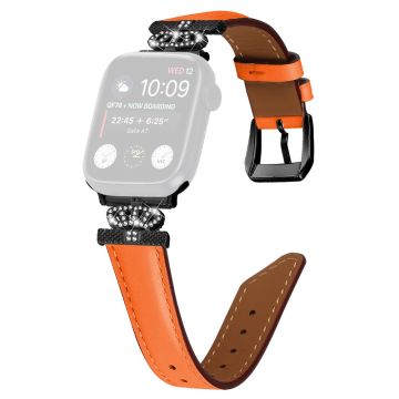 Watch Band Apple Watch Universal 49mm/45mm/42mm Rhinestone Strap with Black Buckle - Orange