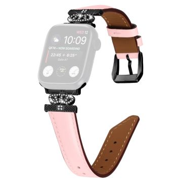 Watch Band Apple Watch Universal 49mm/45mm/42mm Rhinestone Strap with Black Buckle - Pink