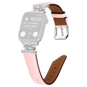 Silver Buckle Watch Band Apple Watch Universal 49mm/45mm/42mm Rhinestone Bracelet Strap - Pink