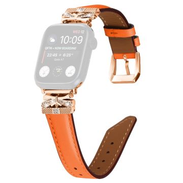 Apple Watch Universal 49mm/45mm/42mm Rose Gold Buckle Watch Strap - Orange