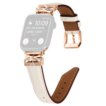 Apple Watch Universal 49mm/45mm/42mm Rose Gold Buckle Watch Strap - Apricot