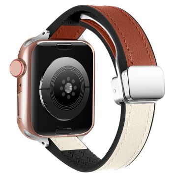 Apple Watch 49mm / 45mm / 44mm / 42mm Magnetic Watch Strap - White / Brown