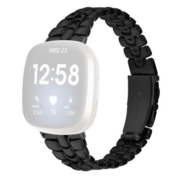 Fitbit Versa 3 / Sense Replacement Strap Stylish Alloy Smart Watch Band - Black
