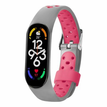 Xiaomi Mi Band 7 / 6 / 5 / 4 / 3 NFC Watch Bands Dual Color Breathable Flexible Straps - Grey+Pink