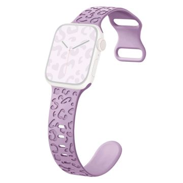 Apple Watch Series 49mm - 45mm - 44mm - 42mm Universal Flexible Leopard Pattern Watch Strap - Light Purple