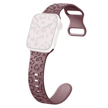 Apple Watch Series 49mm - 45mm - 44mm - 42mm Universal Flexible Leopard Pattern Watch Strap - Smoke Purple