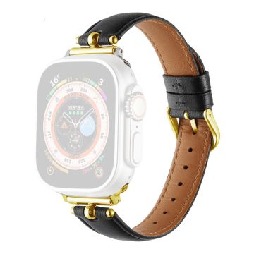 Apple Watch Series 49mm - 45mm - 44mm - 42mm Universal Watch Straps - Black / Gold Buckle Buckle