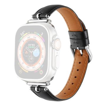 Apple Watch Series 49mm - 45mm - 44mm - 42mm Universal Watch Straps - Black / Silver Buckle Buckle