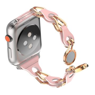 Apple Watch Series 49mm - 45mm - 44mm - 42mm Universal Magnetic Chain Style Watch Band - Pink