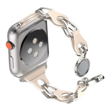 Apple Watch Series 49mm - 45mm - 44mm - 42mm Universal Magnetic Chain Style Watch Band - Milk Tea