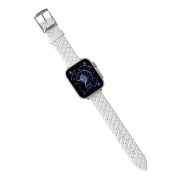 Apple Watch Series 49mm - 45mm - 44mm - 42mm Universal Leather Watch Band Wrist Strap - Pearl White