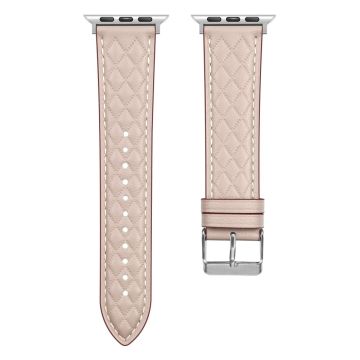 Apple Watch Series 49mm - 45mm - 44mm - 42mm Universal Genuine Cow Leather Watch Band - Starlight